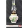 Image 4 : Coal Oil Lamp : Floral/White Base-Font: P&A Burner (Measures Total with Chimney : 16"H) (SEE PICS!) 
