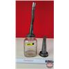 Image 1 : Oil Spouts (2) + Glass Jar : (1 Spout "ECO")  (Measured with Jar : 16"H) (SEE PICS!)  (Important: Al