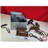 Image 1 : Vintage Tool Grouping in Metal Carry Case : Incl. Saw Clamps; Socket Set; Hooks; Pulley; etc! (Box M