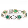 Image 1 : 11.83 ctw Emerald and 1.82 ctw Diamond 14K White and Yellow Gold Bracelet
