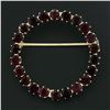 Image 2 : Vintage Retro 14k Yellow Gold 3.3 ctw Round Prong Set Garnet Wreath Circle Brooc