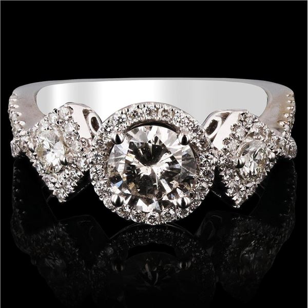 0.90 ctw CENTER Diamond 18K White Gold Ring (1.58 ctw Diamonds)