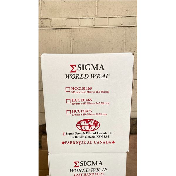 2 BOXES OF SIGMA WORLD WRAP HCC131475 CAST HAND FILM - 330MM X 450 METERS X 19 MICRONS
