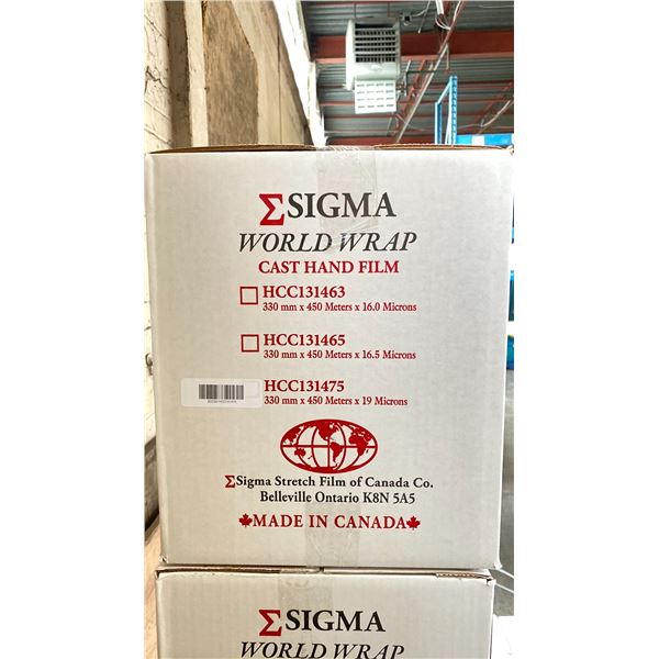 2 BOXES OF SIGMA WORLD WRAP HCC131475 CAST HAND FILM - 330MM X 450 METERS X 19 MICRONS