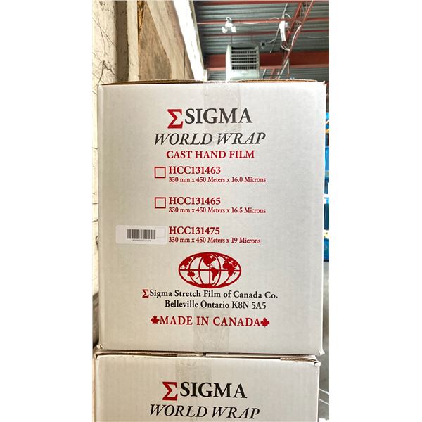 2 BOXES OF SIGMA WORLD WRAP HCC131475 CAST HAND FILM - 330MM X 450 METERS X 19 MICRONS