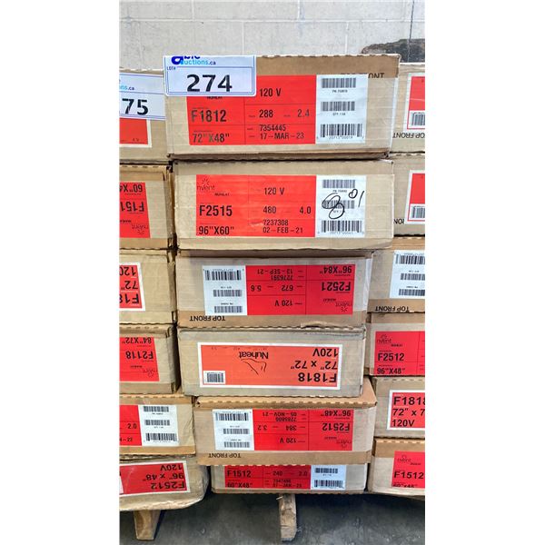 STACK OF 6 ASSORTED NVENT NUHEAT 120V MAT FLOOR HEATING SYSTEMS