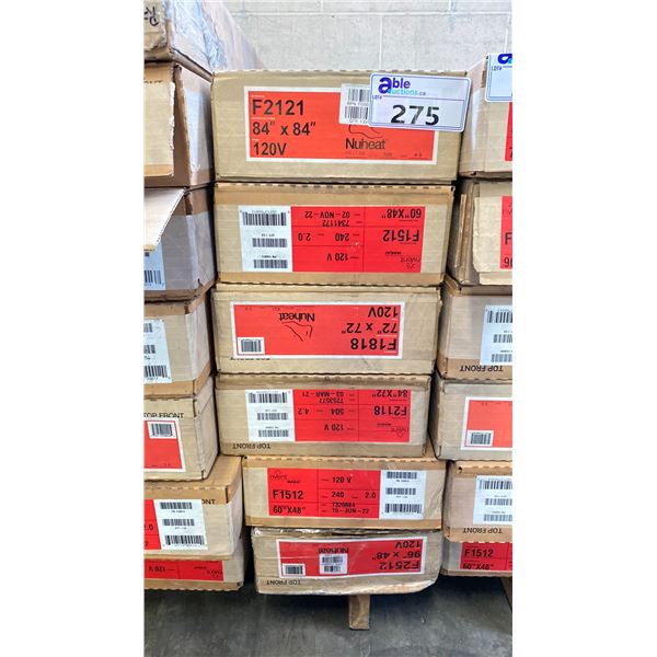 STACK OF 6 ASSORTED NVENT NUHEAT 120V MAT FLOOR HEATING SYSTEMS