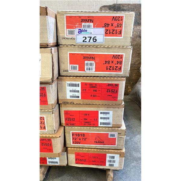 STACK OF 6 ASSORTED NVENT NUHEAT 120V MAT FLOOR HEATING SYSTEMS