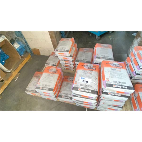 PALLET OF POLYBEND PLUS SANDED GROUT IN ASSORTED COLOURS 25LB PER BAG, APPROX 30 BAGS