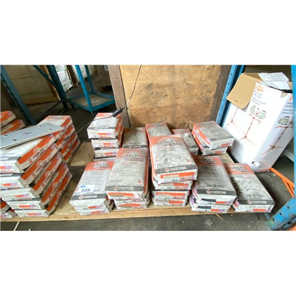 PALLET OF POLYBEND PLUS SANDED GROUT IN ASSORTED COLOURS 25LB PER BAG, APPROX 23 BAGS