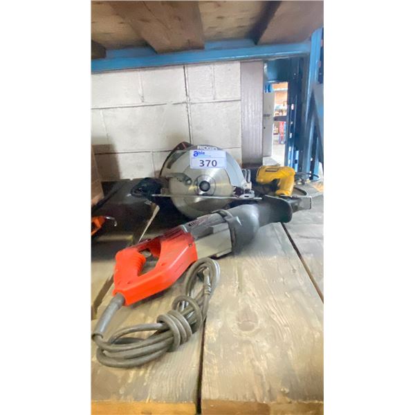 RIDGID CIRCULAR SAW, MILWAUKEE SAWZALL AND DEWALT HAMMER DRILL