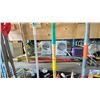 Image 2 : LARGE LOT OF ASSORTED TOOLS AND SHOVELS; PELONIS HEATERS, CROW BARS, EXTENSION CORDS AND MUCH MORE