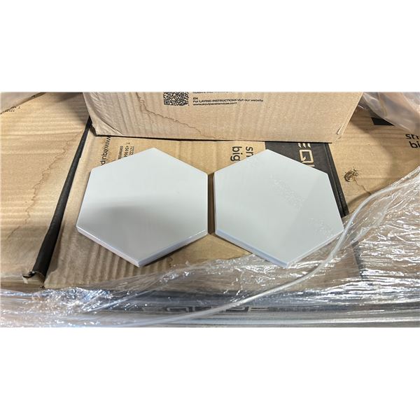 PALLET OF EQUIPE 18.6X5.2CM TILES, COLOUR CHEVRON WALL SKY WHITE LEFT, 48 PIECES PER BOX, APPROX