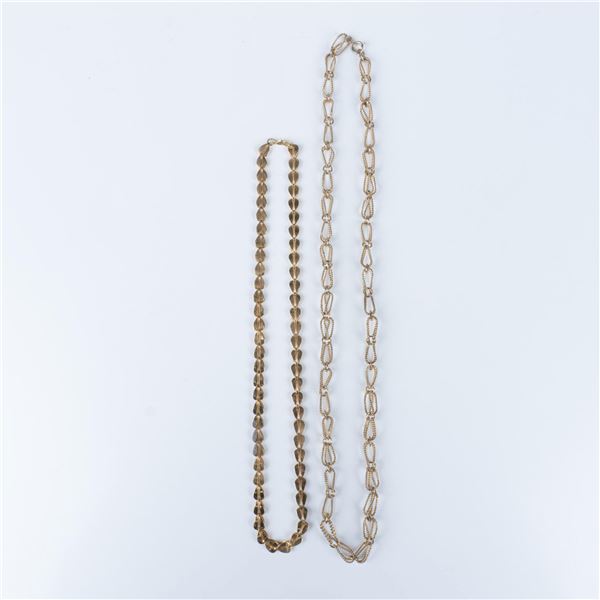 2pc Unique Gold Metal Chain Necklaces