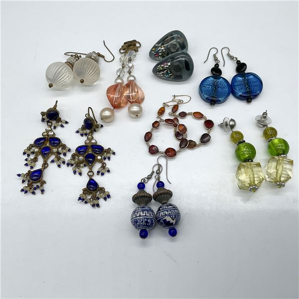 8pc Costume Jewelry Collection of Glass & Beaded Earrings