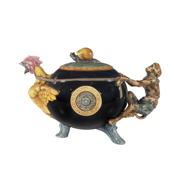 Royal Doulton Minton Covered Teapot, Cockerel and Monkey