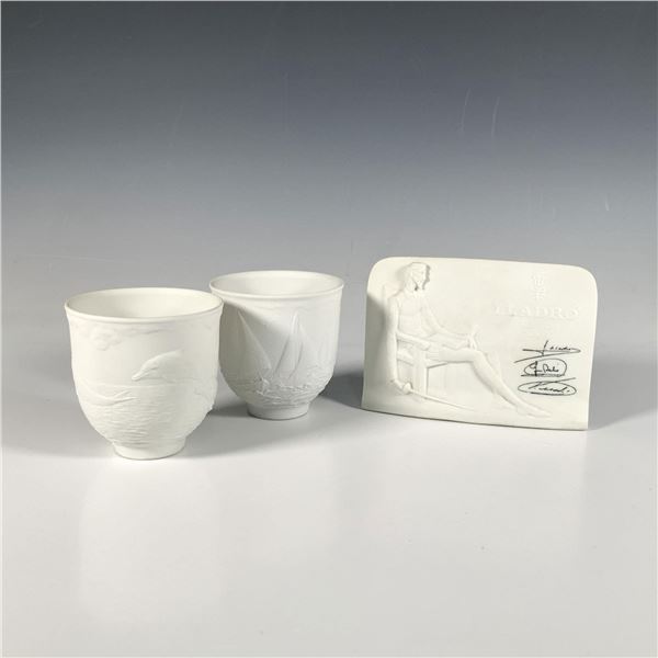 3pc Lladro Porcelain Plaque and Candleholders