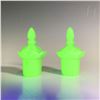 Image 1 : Pair of Small Green Opaline Glass Uranium Lidded Jars