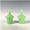 Image 2 : Pair of Small Green Opaline Glass Uranium Lidded Jars