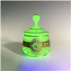 Image 1 : Green Opaline Glass Gilded Uranium Lidded Jar