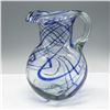 Image 1 : Hand Blown Cobalt Blue Swirl Glass Pitcher