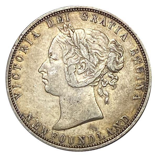 1873 Newfoundland Silver 50 Cents Victoria  AU