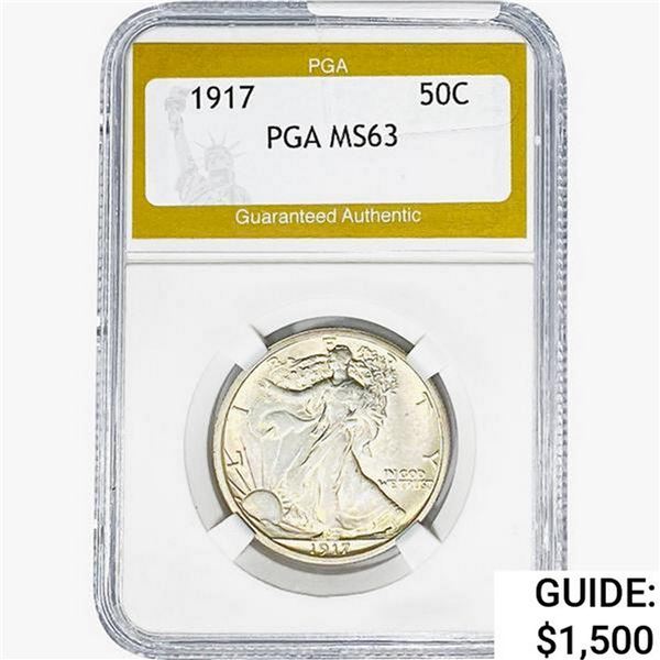 1917 Walking Liberty Half Dollar PGA MS63