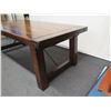 Image 2 : Large Wooden Benchwright Table w/ Extensions 86" x 42" x 30"H (Leg Cracked)