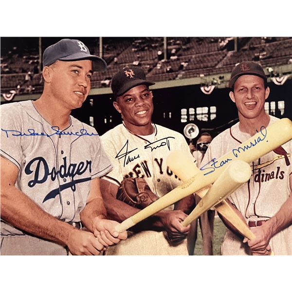 Willie Mays, Stan Musial and Duke Snider signed photo