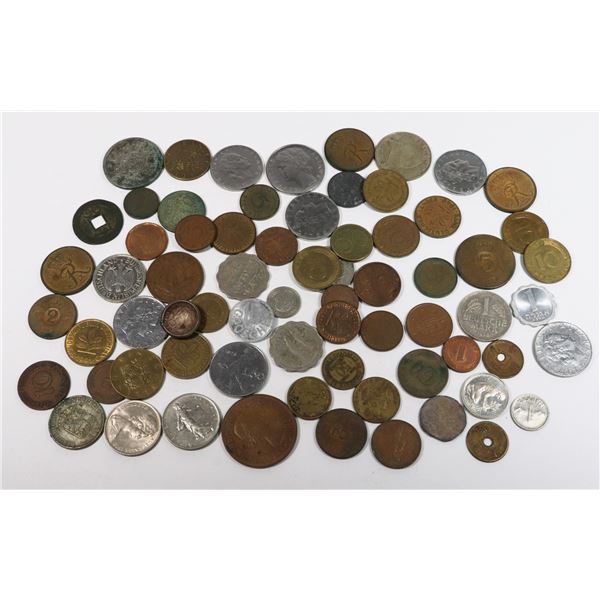#75 LARGE LOT ASSORTED FOREIGN VINTAGE COINS INC