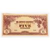 Image 1 : #111 WW2 JAPAN OCCUPATION MALAYA / BORNEO $5