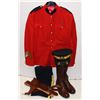 Image 1 : #804 1980S RCMP RED SERGE W/ CAP HIGH BROWN BOOTS