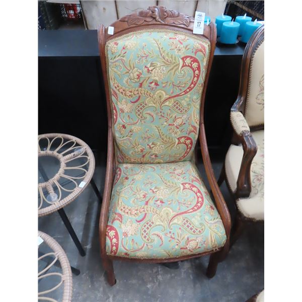 Antique Mahogany Carved Padded Chair