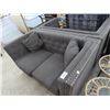 Image 1 : Charcoal Cloth Tufted Loveseaat - Pair
