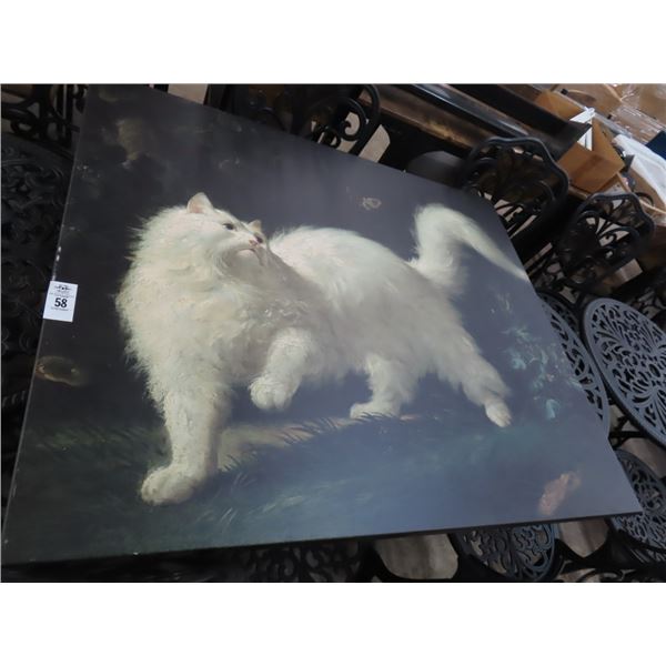 Large Unframed Oil On Canvas of Cat