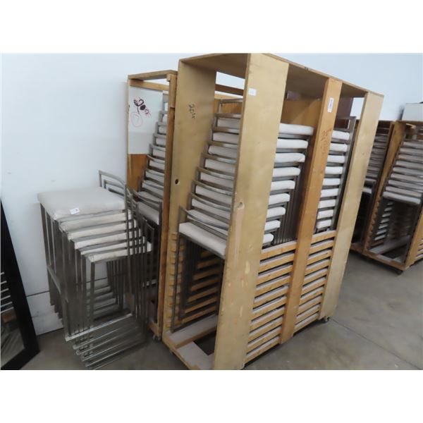 76-Chrome Base White Padded Stack Chair - 76 X $