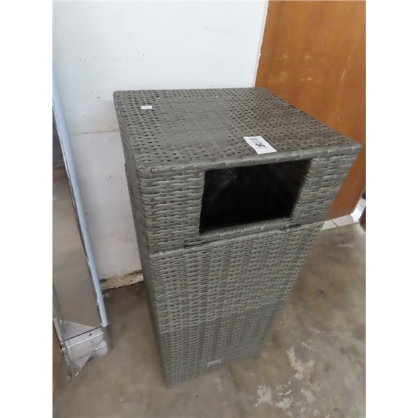 Wicker Style Lidded Trash Can