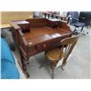 Image 1 : Antique Mission Style Mahogany Desk w/Glass Ball In Claw Swivel Chair