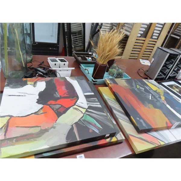 Unframed Oil On Canvas Wall Art - 4 Pc.