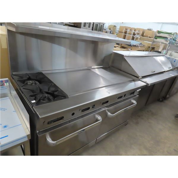 Cookrite Gas Rolling 2 Burner Range/4' Flat Grill/Double Oven