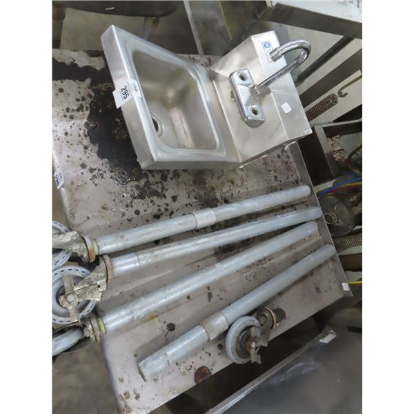 S/S Hand Sink, Rolling Table Pedestal Legs