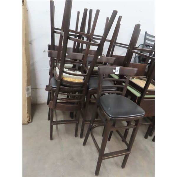 8-Dark Ladderback Padded Bar Stools - 8 X $