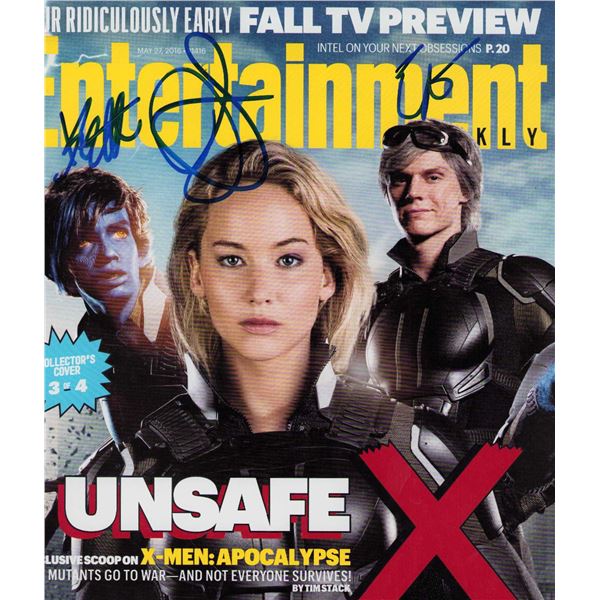 Jennifer Lawrence/Evan Peters/Kodi McPhee signed magazine