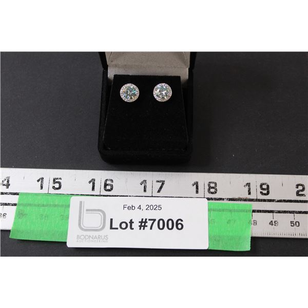 ^2.00 CT TW Round Brilliant Cut Moissanite VVS Blue Color Set in Center of Round Halo with 40 Round 