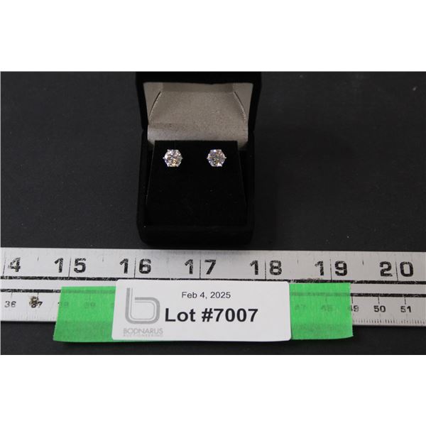 ^2.00 CT TW GRA Certified Round Brilliant Cut Moissanite VVS D Color Set in 6 Claw 925 Silver Earrin