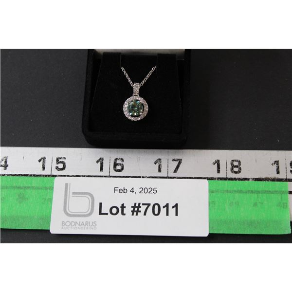 ^1.00 CT GRA Certified Round Brilliant Cut Moissanite VVS Green Color with 30 Round Cut Cubic Zircon