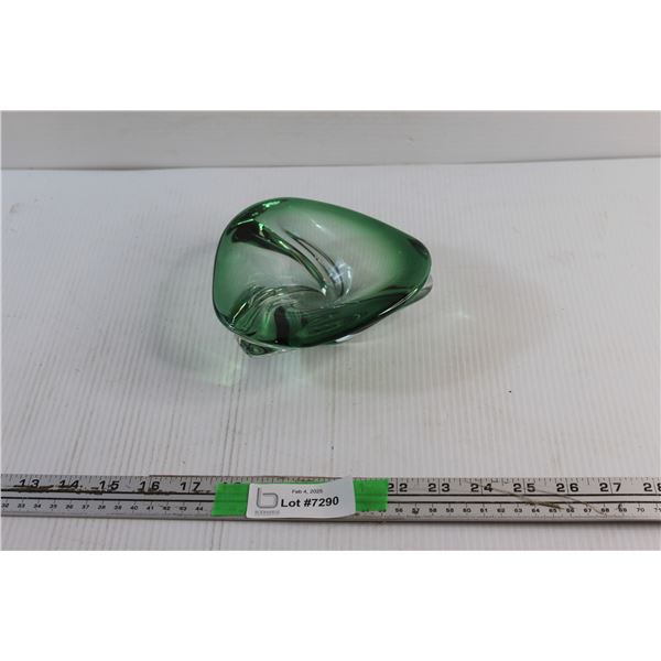 Val St Lambert Green Art Glass Bowl
