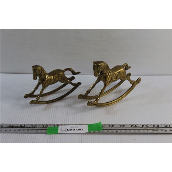 (2) Brass Rocking Horse Decorations