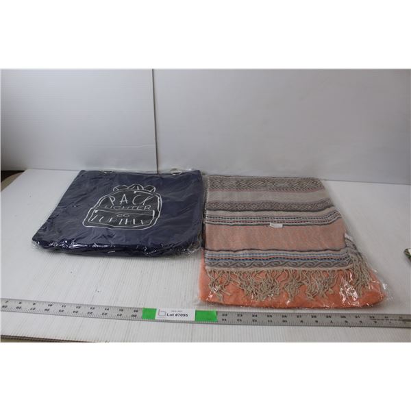 Navy Pack Lighter Go Further Tote Bag & Lillie & Maddi Inc. Wisteria Peach Scarf- Sealed