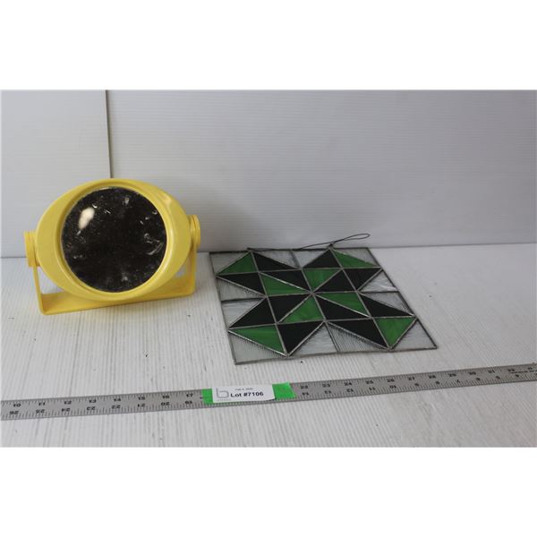 Magnifying Mirror & Hanging Stained Glass Decor